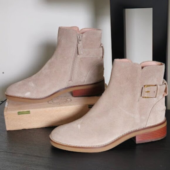 NWOB Cole Haan Hampshire Leather 1.5" Stacked Heel Side Zip Buckle Ankle Boots - Picture 5 of 15